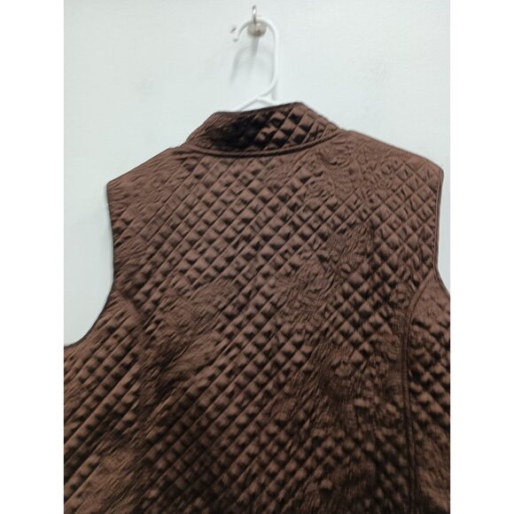 Susan Graver Womens Vest Size 2X Brown Quilted Embroidered Fleece Lined Outdoor - Picture 8 of 8